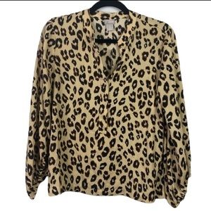 Chico’s Leopard Print Long Sleeve Blouse